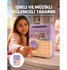 Mor Otomatik Para Girişli Elektronik Şifreli Kumbara