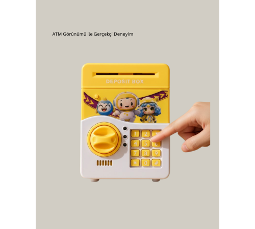 ATM Tasarımlı Sarı Işıklı Sesli Elektronik Kumbara