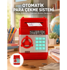 Kırmızı Şifreli ATM Kasa Para Yutan Kumbara
