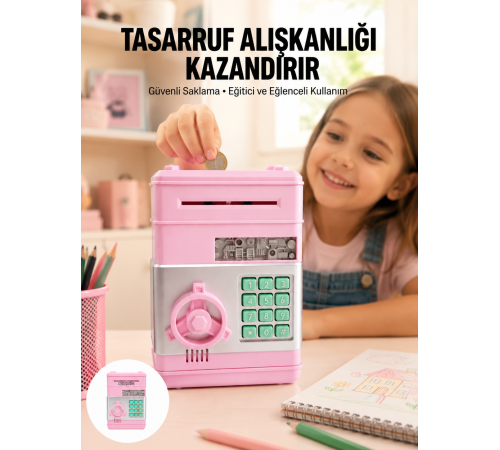 Büyük Hazneli Şifreli Para Tasarruf Kumbarası