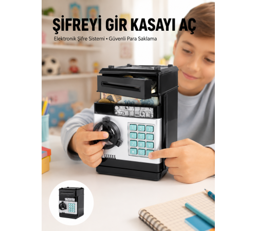 Işıklı Sesli Şifreli ATM Görünümlü Kasa Kumbara