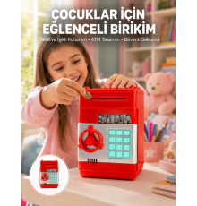 Kırmızı ATM Kasa Tipi Para Biriktirme Kumbarası