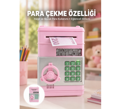 Şifreli Elektronik Para Biriktirme Kumbarası Büyük Kapasiteli