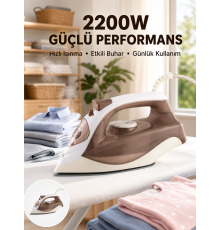 Buharlı Ütü 2200W Kireç Önleyici Self Clean Damlatmaz Kahverengi