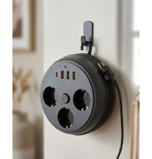 Güvenli Çoklu Priz 3 Priz 3 USB 1 Type C Termal Koruma Uzun Kablo