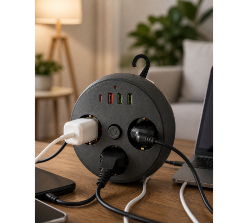 Ev Ofis İçin Çoklu Priz 3 Priz 3 USB Type C Güvenli Enerji Yönetimi