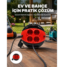 Türkiye Üretimi 5 Metre 4 Prizli Kablolu Makara