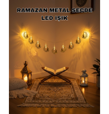 Ay ve Secde Tasarımlı Sıcak Beyaz LED Ramazan Işığı