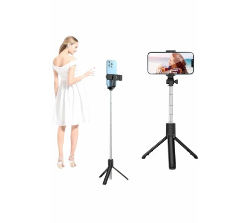 Selfie Çubuğu Tripod Bluetooth Kumandalı Selfie Çubuğu Telefon Tutucu