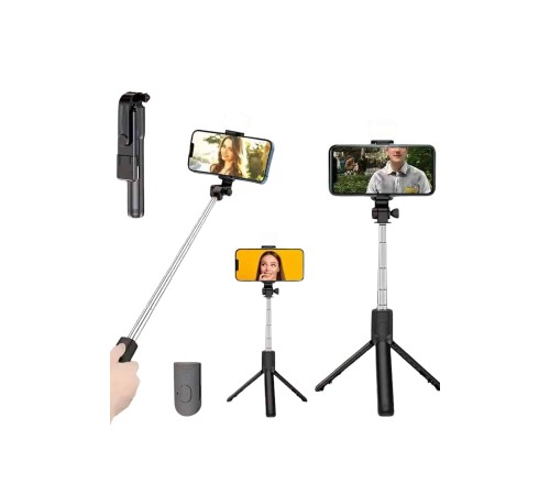 Tripod Selfie Çubuğu Bluetooth Kumandalı Kablosuz Led Işıklı