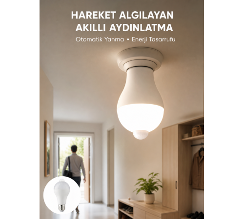 Sensörlü LED Lamba Otomatik Algılama Enerji Tasarruflu Aydınlatma