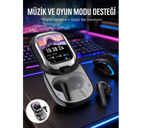 Kişiselleştirilebilir LED Ekranlı Bluetooth Kulaklık – Oyun & Müzik Modlu