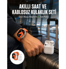 Watch 9 Max Akıllı Saat Seti 2 Kordonlu Kablosuz Kulaklık Hediyeli Yeni Nesil