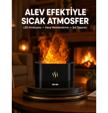 Modern Tasarımlı Alev Efektli LED Aromaterapi Hava Nemlendirici Yeni Nesil