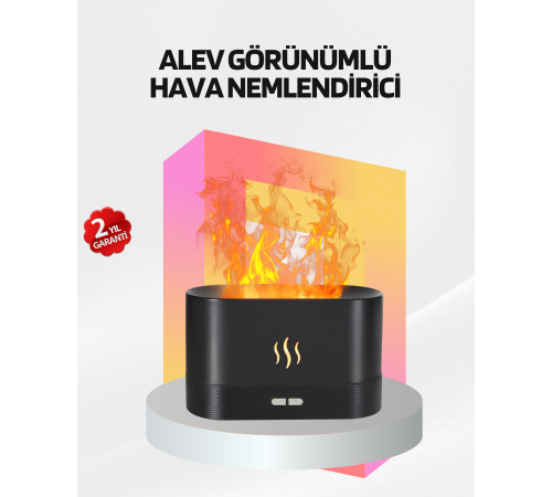 Alev Görünümlü Hava Nemlendirici Kumandalı LED Işıklı Aromatik Difüzör