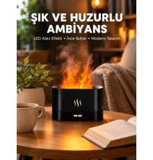 LED Işıklı Buhar Makinesi Alev Efektli Kumandalı Oda Nemlendirici Yeni Nesil
