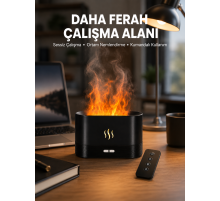 Aromatik Oda Kokusu Difüzörü Alev Tasarımlı LED Işıklı Nemlendirici Yeni Nesil