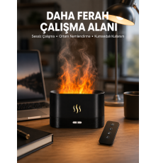 Aromatik Oda Kokusu Difüzörü Alev Tasarımlı LED Işıklı Nemlendirici Yeni Nesil