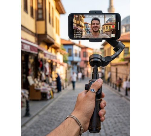 3 Eksen Telefon Gimbal Stabilizer Video Sabitleyici Vlog ve Çekim Aparatı