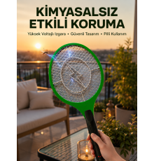 Hafif ve Ergonomik Elektronik Böcek Öldürücü – Güvenlik Koruması ile Pil Kontrollü