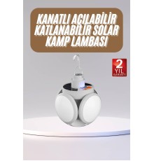 Katlanabilir Askılı Kamp Lambası 5 Kanatlı Pratik Güneş Enerjili