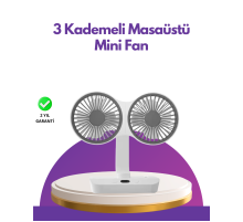 4 Kademeli Hız Ayarlı USB Şarjlı Çift Taraflı Masaüstü Vantilatör