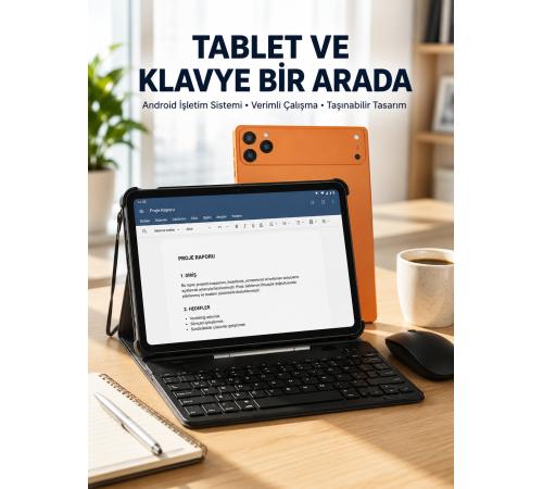Android Tablet Klavye Kılıflı Dokunmatik Ekran Günlük ve Profesyonel Kullanım