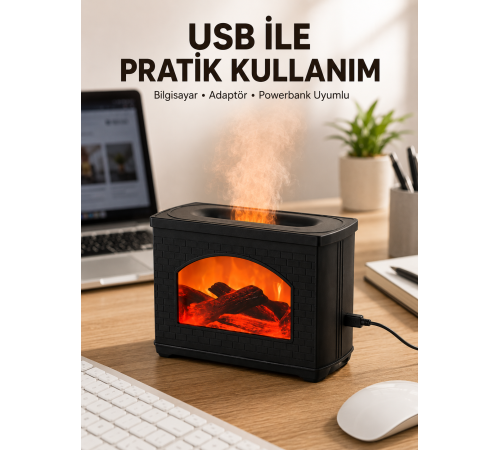 Aromaterapi Difüzör Ultrasonik Sessiz Nemlendirici USB Destekli