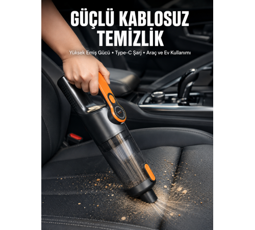 Kompakt Kablosuz Süpürge Güçlü Çekiş ve Düşük Ses Seviyesi