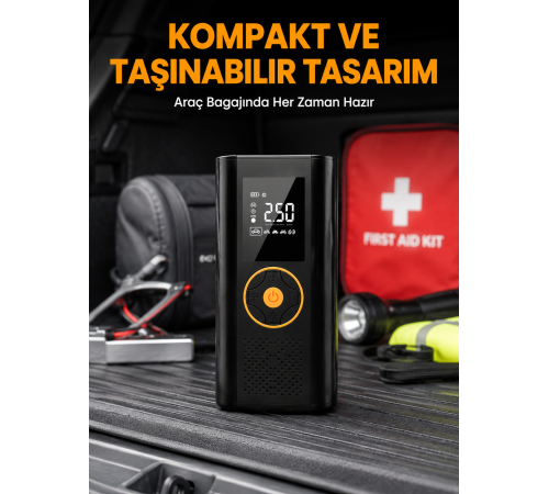 Dijital Göstergeli Taşınabilir Hava Kompresörü Güçlü Şişirme Performansı Yeni Nesil