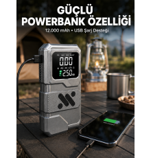 LED Işıklı Akü Takviye ve Lastik Şişirme Cihazı