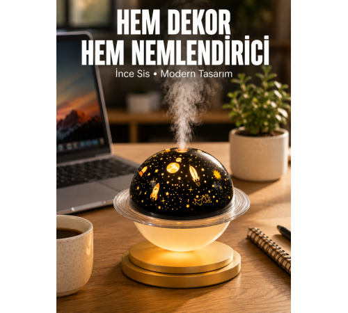Hava Nemlendirici Renk Değiştiren Oda Kokusu Yıldızlı Projektör