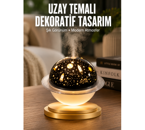 Aromaterapi Hava Nemlendirici Gece Lambası Uzay Model Satürn Oda Kokusu