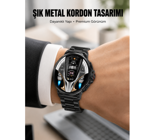 SW80 Akıllı Saat 1.93″ Ultra HD Ekran 700 mAh Batarya 3 Kordon Yeni Nesil
