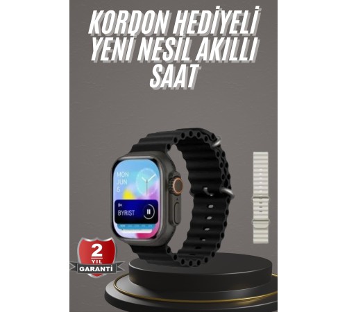 2025 Model Akıllı Saat Çift Kordon Ios Ve Android Arama Cevaplama Sesli Asistan