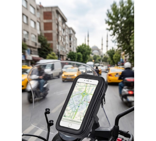 Su Geçirmez Motosiklet Bisiklet Telefon Tutucu 360 Derece Döner Gidon Telefon Standı