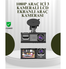 G-Sensörlü 3'lü Kayıtlı Araç Kamerası