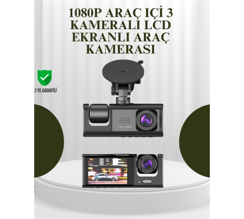 G-Sensörlü 3'lü Kayıtlı Araç Kamerası