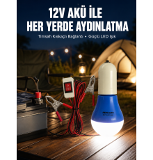12V LED Ampul Timsah Kıskaçlı Taşınabilir Aydınlatma