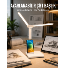 Ayarlanabilir Kısılabilir LED Masa Lambası | Entegre Kalemlik ve Telefon Tutucu Özellikli Yeni Nesil