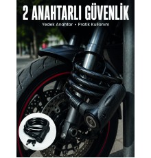 180 cm Uzun Çelik Halatlı Anahtarlı Kilit ile Güvenli Park Deneyimi