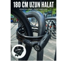 Motosiklet, Bisiklet ve Elektrikli Scooter İçin Ağır Hizmet Tipi Çelik Halat Kilidi