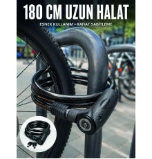 Motosiklet, Bisiklet ve Elektrikli Scooter İçin Ağır Hizmet Tipi Çelik Halat Kilidi