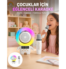 Renkli Işıklı Astronot Mini Bluetooth Speaker ve Karaoke Mikrofon