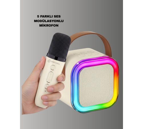Karaoke Mikrofon Hoparlör Seti 6 Saat Kullanım Süresi