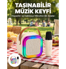 Kablosuz Karaoke Mikrofon Hoparlör Seti Güçlü Ses Çıkışı Yeni Nesil