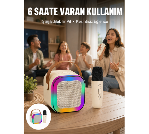 Taşınabilir Karaoke Mikrofon Seti Bluetooth Hoparlörlü Yeni Nesil