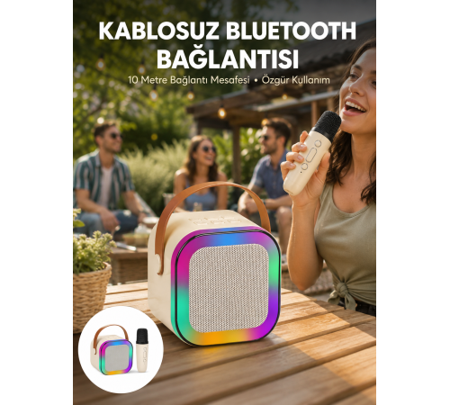 Karaoke Mikrofon Hoparlör Seti 6 Saat Kullanım Süresi Yeni Nesil