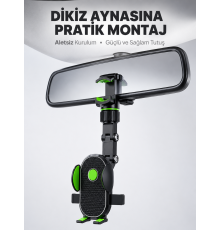 Dikiz Aynasına Takılan Telefon Tutucu Ayarlanabilir Çok Yönlü Araç Aksesuarı Yeni Nesil