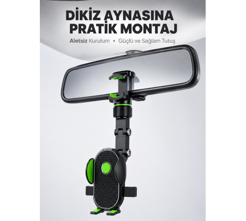 Dikiz Aynasına Takılan Telefon Tutucu Ayarlanabilir Çok Yönlü Araç Aksesuarı Yeni Nesil